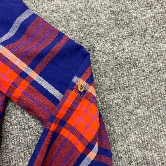 The North Face Flannel Shirt Womens XS Blue Red Plaid Cotton Collared Button-Up - Picture 4 of 11